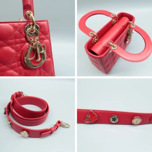 100% Authentic DIOR Lady Red leather Satchel Bag - Picture 8 of 12